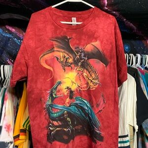 The Mountain Dragon Dual Red Tie Dye Fantasy Shirt